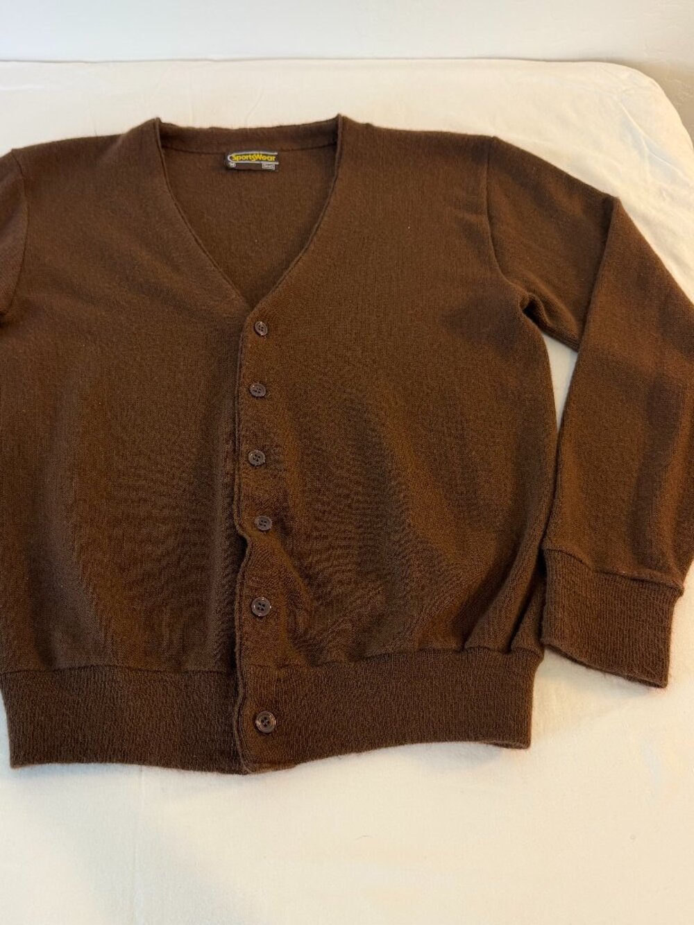 Vintage Sears Sportswear Cardigan Sweater Brown Acrylic USA Men's Medium VTG
